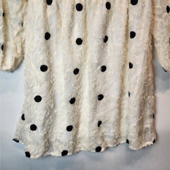 Shein Fuzzy Black Cream Polka Dot Dress Mock Collar Size M / 6 - Picture 5 of 11